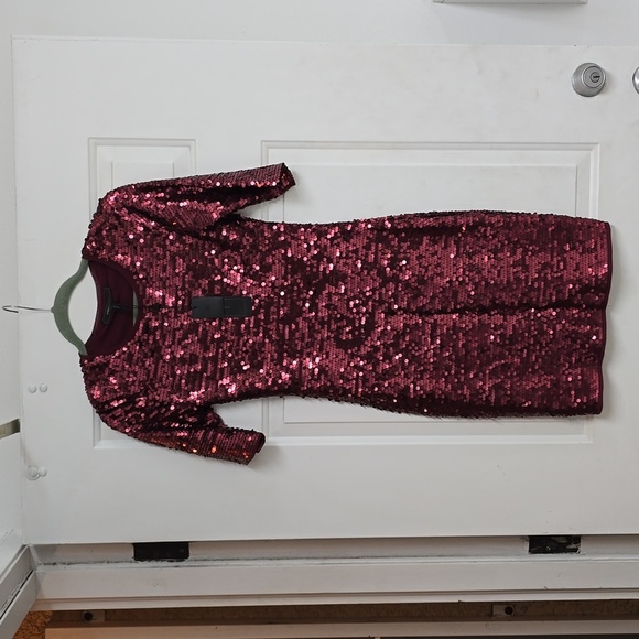 BCBGMAXAZRIA / Revolve Marta Sequin Dress in Port Combo - Picture 2 of 13